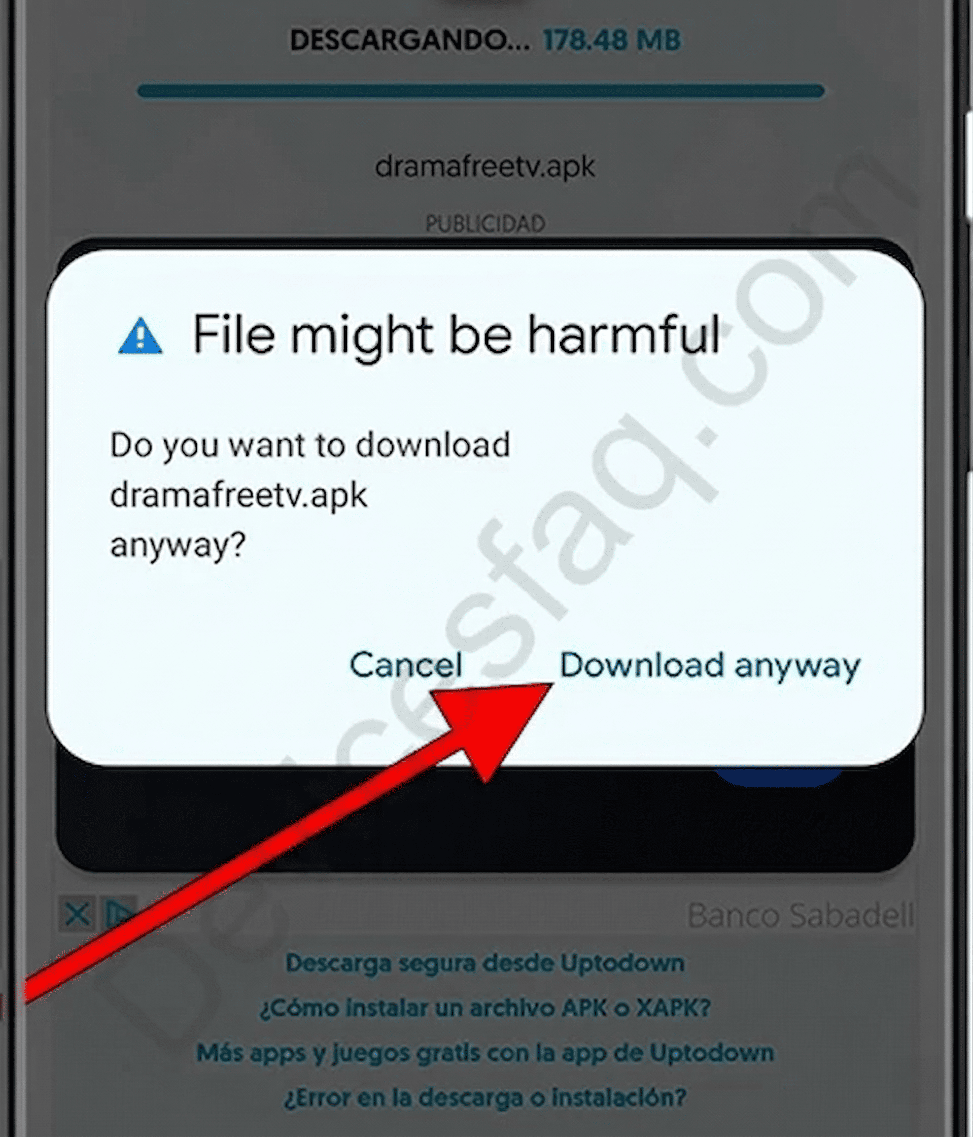 تأكيد تنزيل ملف APK
